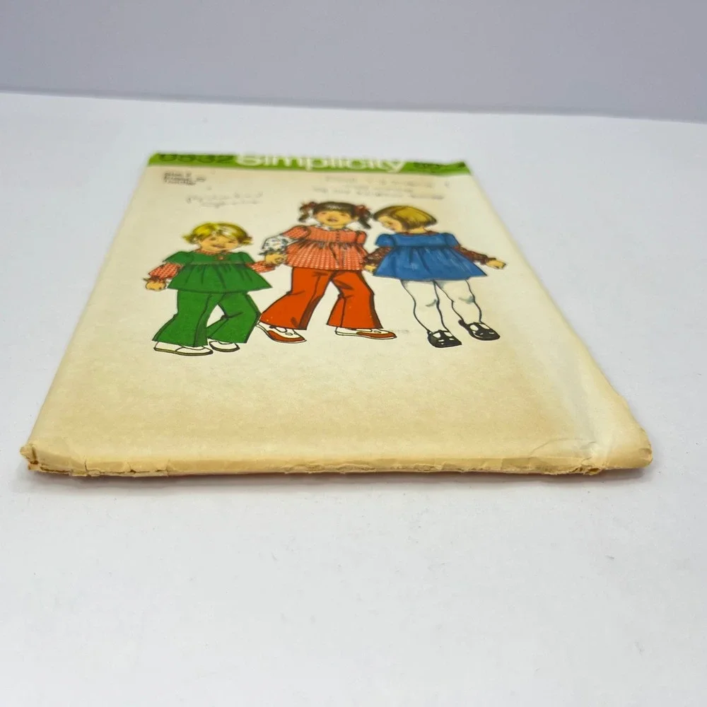 Simplicity 6532 Sewing Pattern Toddler Size‎ 3 Bell Bottom Pants Dress Top 1974